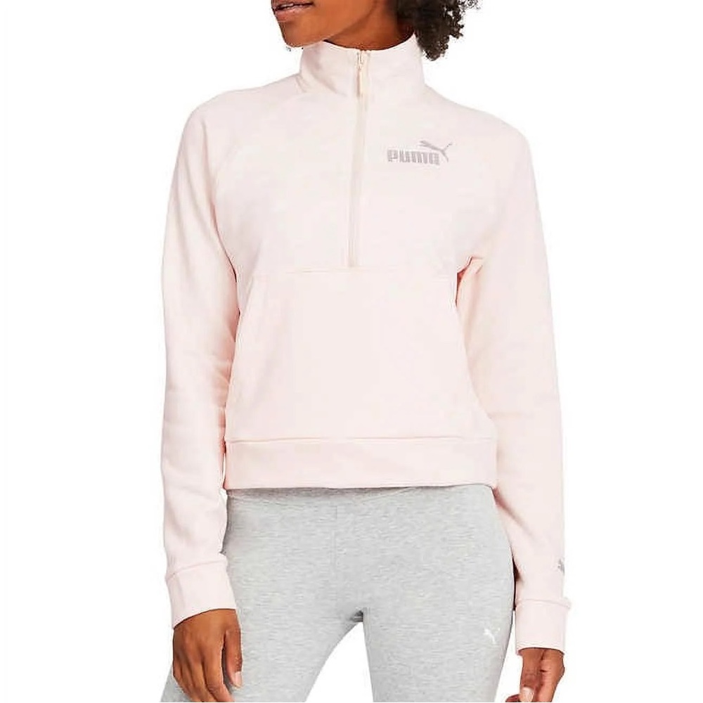 PUMA Women's Half Zip Pullover Sweater light pink color women’s large